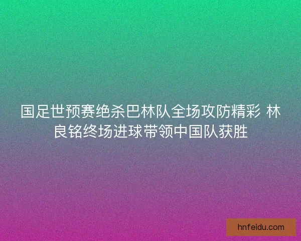 国足世预赛绝杀巴林队全场攻防精彩 林良铭终场进球带领中国队获胜 国足世预赛绝杀巴林队全场攻防精彩 林良铭终场进球带领中国队获胜