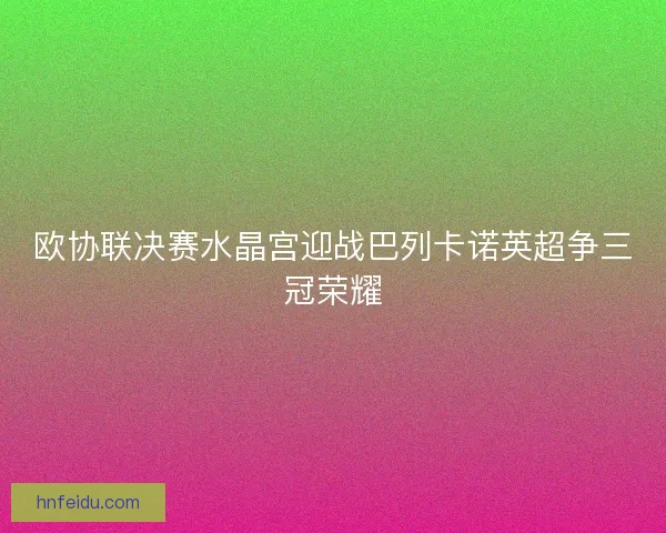 欧协联决赛水晶宫迎战巴列卡诺英超争三冠荣耀